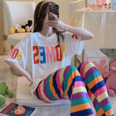 China Lady At Home Breathable Two-Piece Women's Sleepwear Fashion Clothes Loose Comfortable Pajamas Sets Set OC331 for sale