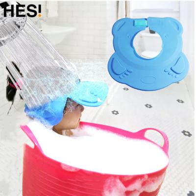 China Eco-freindly Child Baby Soft Adjustable Head Swim Hat Waterproof Silicone Baby Shower Hat for sale