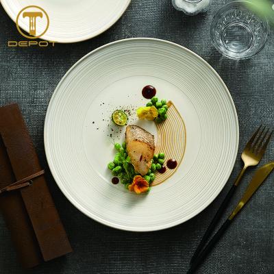 China White Ceramic Unbreakable Light Stocked Cream Dinner Dish Dishes And Plates For Restaurant for sale