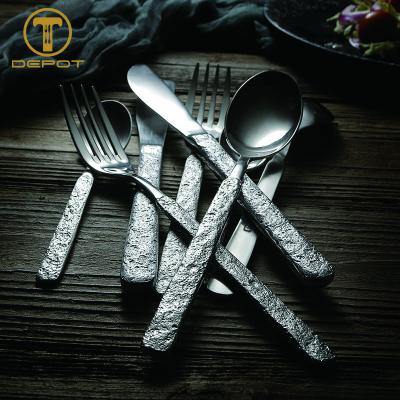 China Stocked 304 Stainless Steel Flatware Set Elegance Silver Cutlery For Cafe for sale