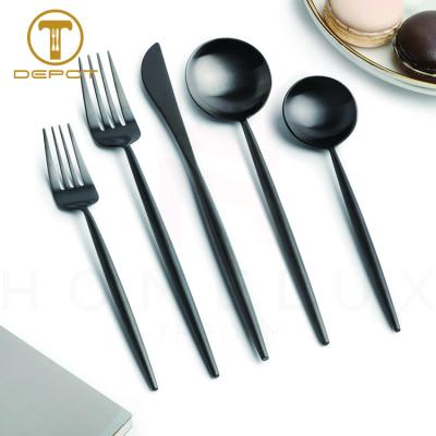 China Stocked Restaurant Professional Matte Black Cutlery Set For Sale for sale