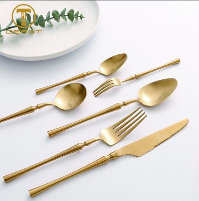 China Sweet Line Stocked Wedding Flatware Set 304 Stainless Steel Gold Cutlery for sale