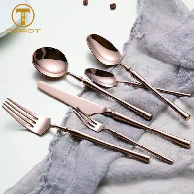 China Stocked 304 Stainless Steel Flatware Sets Matte Rose Gold Flatware Set For Wedding Event for sale