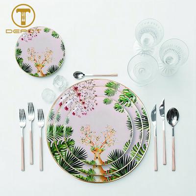 China Stocked One Stop Wedding Charger Decorative Dish Set Pink Dinner Plates High Quality for sale