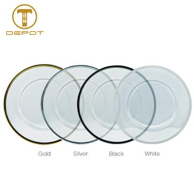 China Hot Selling Clear Dish Stocked Wedding Commercial Glass Dinner Dishes Dish Charger for sale