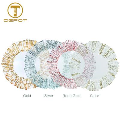 China High Quality Stocked Plate Transparent Decoration Wavy Rim Wedding Plates for sale