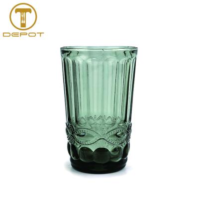 China Durable Embossed Vintage Glass Drinking Cup Water Mug For Wedding for sale