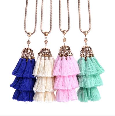 China Mujer Ethnic Bohemian Women Statement Jewelry Vintage Tassels Choker Necklaces Boho Fashionable Female Long Necklaces for sale