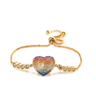 China Fashion Women Jewelry Turkey 24k Gold Elegant Style Plated Celebrity Evil Eye Colorful Series Heart Bangle Bracelets for sale