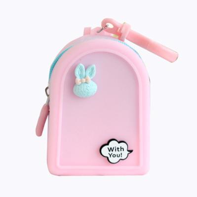 China 100% New Eco-friendly Fashion Silicone Backpack Style Coin Purse Women Girls Kids Coin Pocket Change Purses for sale