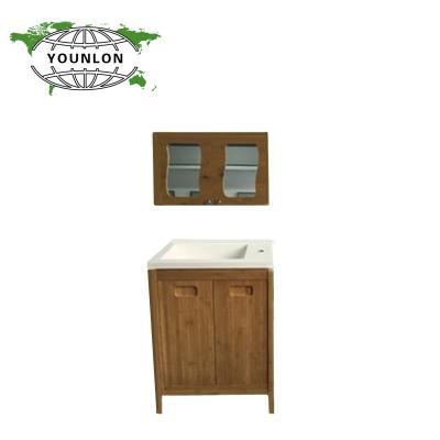 China Small Modern Bamboo Bathroom Cabinet With Mirror for sale