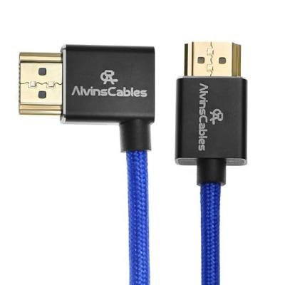 China Alvin's Cables 8K HDMI 2.1 Cable for Atomos Ninja V Monitor,for Sony FS5 FS7,BMPCC,for Canon C300 C500 Camera,8K@60Hz 4K@120Hz 48Gbps High-Speed Braided Coiled Cable Left Angle Blue for sale