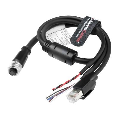 China Alvin's Cables M12 12 Pin Power Functional Ethernet Cable for DJI Livox HAP(TX) Mid-70 Mid-360 LiDAR Sensor, M12 Aviation 12 Pin Female to RJ45 1 to 3 Breakout Cable 19.7in/50cm for sale