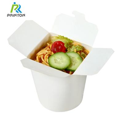 China 32oz 26oz disposable pasta box disposable white paper noodle box custom logo printed takeout packaging for sale