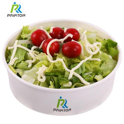 China Wholesale Disposable White Paper Disposable Bowl With Lid Salad Food Packaging Boxes for sale