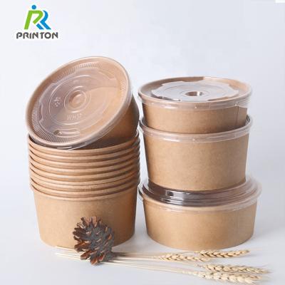 China Disposable Kraft Paper Salad Bowl With Lid Packing Cup Bowl for sale