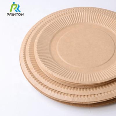 China Wholesale Disposable Round Kraft Paper Plates Cardboard Disposable Food Trays for sale