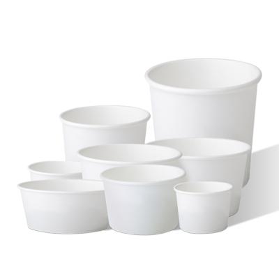 China Printon Disposable Logo Printed Disposable White Paper Salad Bowl With Lids Hot Soup Paper Bowls for sale