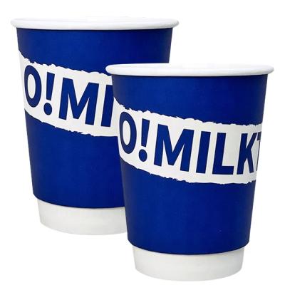 China Disposable 12oz 16oz 20oz Customize Blue Disposable Double Wall Coffee Mugs Cups for sale