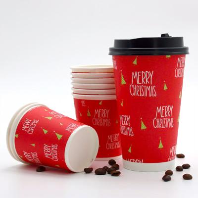 China 3oz 5oz 12oz Logo Disposable Custom Biodegradable Santa Coffee Cup Logo Paper Cups for sale