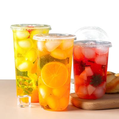 China Custom Logo 500ml 16oz Single Wall Reusable Plastic Cups With Lids PP Bubble Clear Disposable Plastic Tea Cups for sale