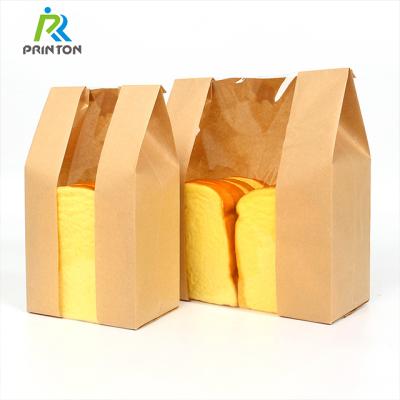 China Disposable Custom Brand Printed Cardboard Kraft Bag White Bread Paper Small Packing Bags With Window for sale