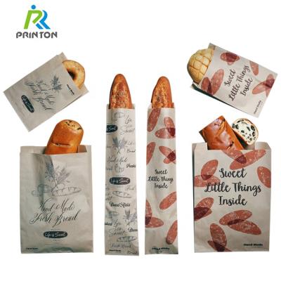 China Food Grade Recyclable Eco Friendly Custom Logo Take Out Kraft Paper Clear Window Paper Baguette Bread Bags for sale