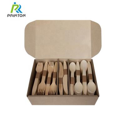 China 24pcs 48pcs 72pcs Eco-friendly Disposable Wooden Spoon Cutlery Set Wooden Spoon Fork and Knife for sale