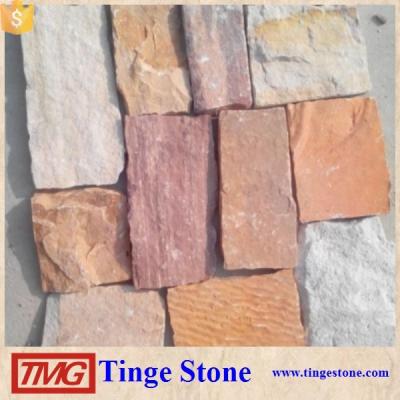 China Outdoor Red Split Nature Slate Cube Stone And Stepping Stone For Garden for sale