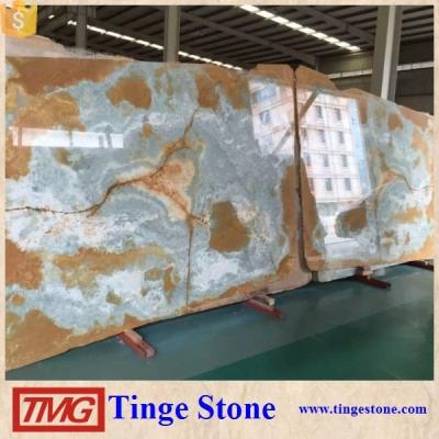 China Wall tiles background polished blue onyx slab for decoration for sale