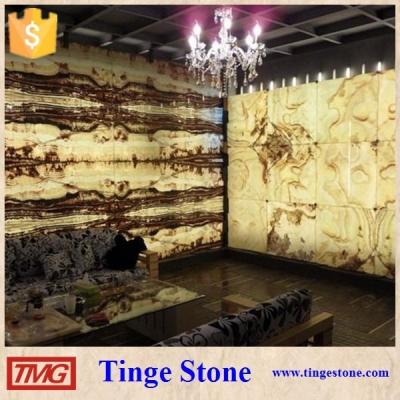 China Wall Tiles Veins Backlit Translucent Cut Onyx Panel for sale