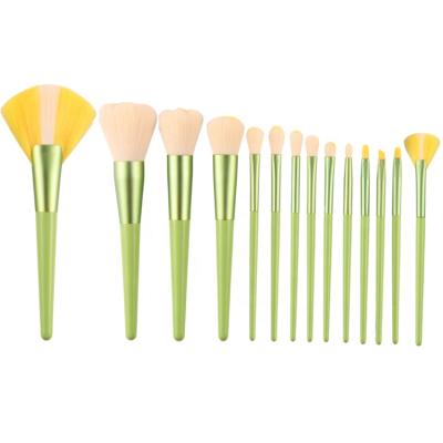 China Angular Blush Hot Selling Private Label 14pcs Professional Makeup Brush Cute Green Synthetic Paw Gift Personalized Best Wholesale 10pcs for sale