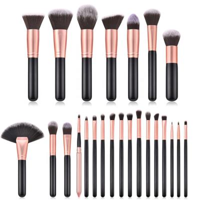 China Angular Blush Wholesale Professional High Quality Professional Vegan Black Chunky Makeup Set Fan Brushes Synthetic Eyeshadow 24 Brushes for sale