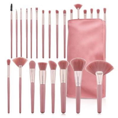 China Angular Blush Wooden Face Bag 24pcs Best Fan Makeup Set Brush Luxury Pink Professional Wholesale Women Natural High Quality Vegan for sale