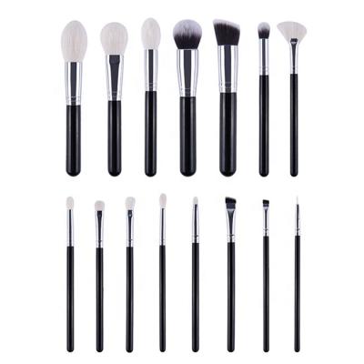 China Wholesale Durable 15pcs Powder Big Seller Natural Hair Black Fluffy Base Wooden Highlighter Bar Makeup Brush Luxury High Quality Bag for sale