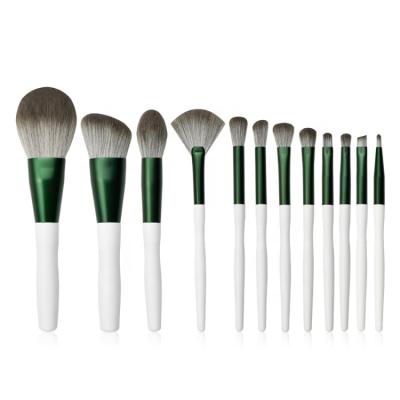 China Soft Stiffens Synthetic Wood High Quality White 12 Pcs Makeup Brush Set Professional Private Label Makeup Brush Set for sale