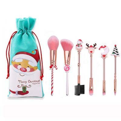 China Angular Blush Metal 6pcs Full Metal Small Synthetic Pink Mini Travel Gift Wholesale Gift Personalized Professional Blush Makeup Brush for sale