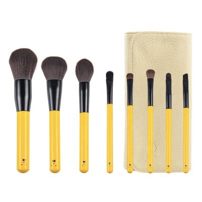 China Angular Blush Green Blue White Yellow Vegan Logo Wholesale Other Makeup Brushes Custom High Quality Beauty Wooden Synthetic Cute Face 8 Pcs for sale