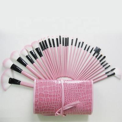 China Wholesale Original Wooden Artist Synthetic Black Your Goods/Handle 32pcs Large Clean PU Bag Professional Brand Makeup Pink Luxury Set Brush for sale