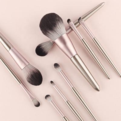 China Angular Blush 2022 Best Face Wholesale Top Full Synthetic Wood Grape 9 PCs High Quality Custom Logo Vegan Purple Makeup Brush Set for sale