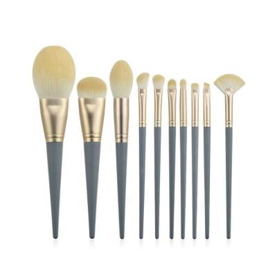 China Angular Blush 10 Pieces Blue Contour Private Label Brushes Wholesale Professional Makeup Brush Individual Vegan Makeup Brush Set for sale