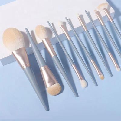 China Angular Blush Organic Logo Brushes Eye Makeup Brush Set DEARL 10 Blue Makeup Brush Set Custom Private Label Makeup Brushes for sale