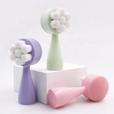 China Wholesale Skin-Friendly Handheld Holder Double Side Mini Private Soft Natural Purple Face Spa Eco Silicone Waterproof Face Cleansing Brush for sale