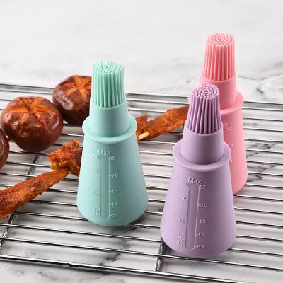 China Disposable Opaque Silicone BBQ Straight BBQ Brush Brushes Sweep Kitchen Tools Oil Bottle Brush With Scale for sale