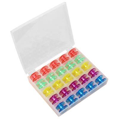 China 25pcs Household Colorful High Temperature Resistant Plastic Bobbin Boxes Empty For Sewing Machine Accessories Storage Set Case for sale