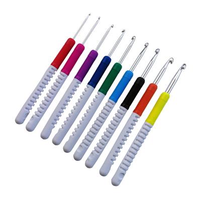 China Plastic Handle Crochet Hooks Tool Needle 9pcs/Set Sweater Weaving Knitting Needles Full Color Plastic Handle Crochet Hooks Tool Weaving Needle for sale