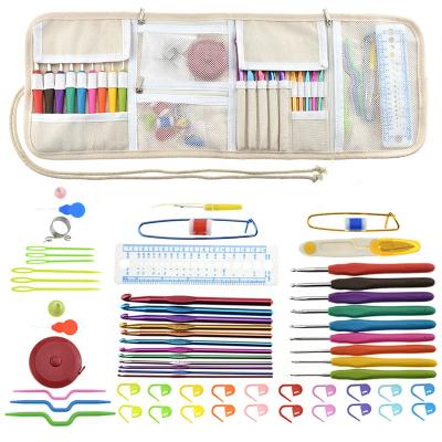 China DIY Scissors Sewing Kit Wire Weave Knitting Needles Bag 63pcs Hook Needle Hook Set Hooks Scissors Sewing Kit Wire Weave Ergonomic Knitting Needles Bag soft grip DIY for sale