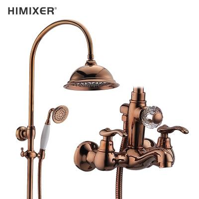 China With HIMIXER Sliding Bar Bathroom Faucet Grifo Faucet Shower Bath And Shower Faucet Classic Antique Brass Set for sale