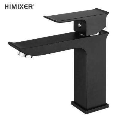 China Best HIMIXER Basin Faucets Metered Basin Faucets Contemporary Matte Black Single Handle Grifo Sink Deck Mounted Brass Water Faucets for sale