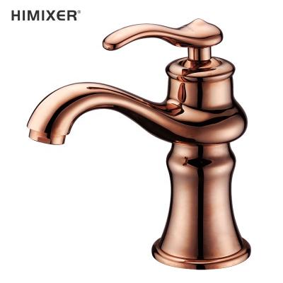 China Modern Design Brass Bathroom Faucets Himixer China Manufacturer Metered Single Handle Rose Gold Basin Faucet for sale